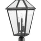 Z-Lite Talbot 12" W x 26" H 3-Light Black Outdoor Pier Mounted Fixture and Square Pier Mount Hardware With Clear Beveled Glass Shade