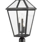 Z-Lite Talbot 12" W x 26" H 3-Light Black Outdoor Pier Mounted Fixture and Square Pier Mount Hardware With Clear Beveled Glass Shade