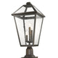 Z-Lite Talbot 12" W x 26" H 3-Light Oil Rubbed Bronze Outdoor Pier Mounted Fixture and Square Pier Mount Hardware With Seedy Glass Shade