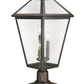 Z-Lite Talbot 12" W x 26" H 3-Light Oil Rubbed Bronze Outdoor Pier Mounted Fixture and Square Pier Mount Hardware With Seedy Glass Shade