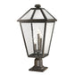 Z-Lite Talbot 12" W x 26" H 3-Light Oil Rubbed Bronze Outdoor Pier Mounted Fixture and Square Pier Mount Hardware With Seedy Glass Shade