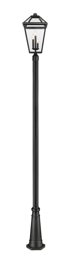 Z-Lite Talbot 15" W x 117" H 3-Light Black Stainless Steel and Aluminium Frame Clear Beveled Glass Shade Outdoor Post Mounted Fixture
