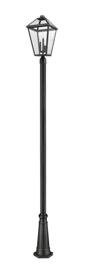 Z-Lite Talbot 15" W x 117" H 3-Light Black Stainless Steel and Aluminium Frame Clear Beveled Glass Shade Outdoor Post Mounted Fixture
