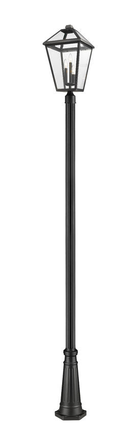 Z-Lite Talbot 15" W x 117" H 3-Light Black Stainless Steel and Aluminium Frame Clear Beveled Glass Shade Outdoor Post Mounted Fixture