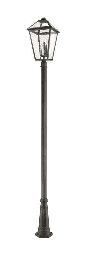 Z-Lite Talbot 15" W x 117" H 3-Light Oil Rubbed Bronze Stainless Steel and Aluminium Frame Clear Seedy Glass Shade Outdoor Post Mounted Fixture