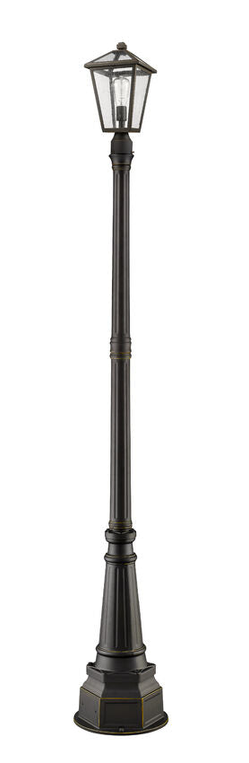 Z-Lite Talbot 15" W x 97" H 1-Light Oil Rubbed Bronze Stainless Steel and Aluminium Frame Clear Beveled Glass Shade Outdoor Post Mounted Fixture