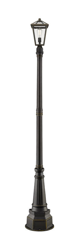 Z-Lite Talbot 15" W x 97" H 1-Light Oil Rubbed Bronze Stainless Steel and Aluminium Frame Clear Beveled Glass Shade Outdoor Post Mounted Fixture