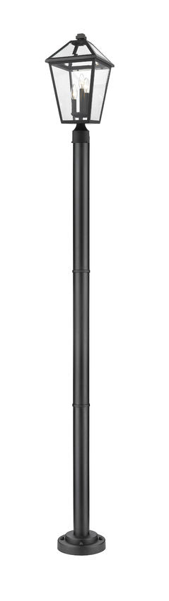 Z-Lite Talbot 17" W x 100" H 3-Light Black Stainless Steel and Aluminum Frame Clear Beveled Glass Shade Outdoor Post Mounted Fixture