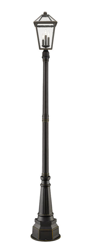 Z-Lite Talbot 17" W x 100" H 3-Light Oil Rubbed Bronze Stainless Steel and Aluminum Frame Clear Seedy Glass Shade Outdoor Post Mounted Fixture