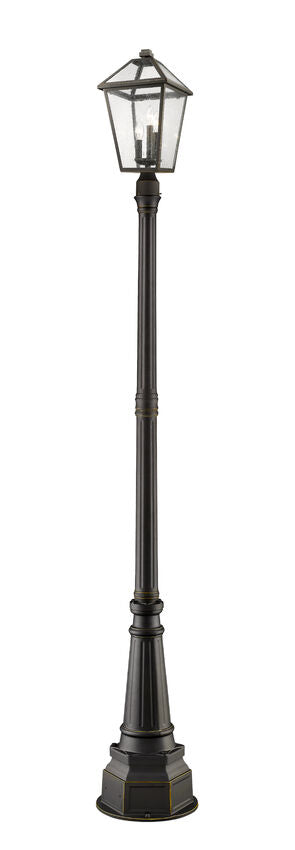 Z-Lite Talbot 17" W x 100" H 3-Light Oil Rubbed Bronze Stainless Steel and Aluminum Frame Clear Seedy Glass Shade Outdoor Post Mounted Fixture