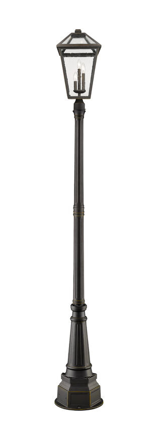 Z-Lite Talbot 19" W x 104" H 3-Light Oil Rubbed Bronze Stainless Steel and Aluminium Frame Clear Seedy Glass Shade Outdoor Post Mounted Fixture