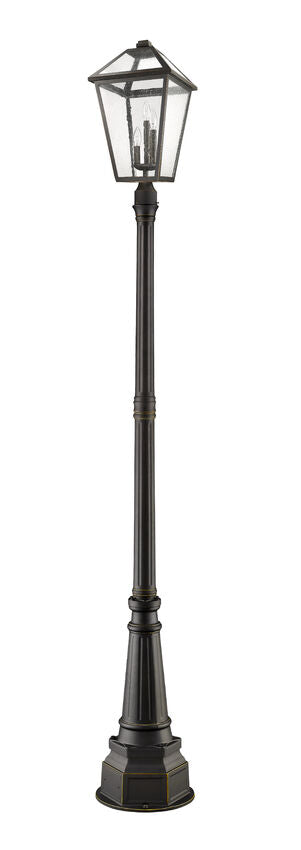 Z-Lite Talbot 19" W x 104" H 3-Light Oil Rubbed Bronze Stainless Steel and Aluminium Frame Clear Seedy Glass Shade Outdoor Post Mounted Fixture