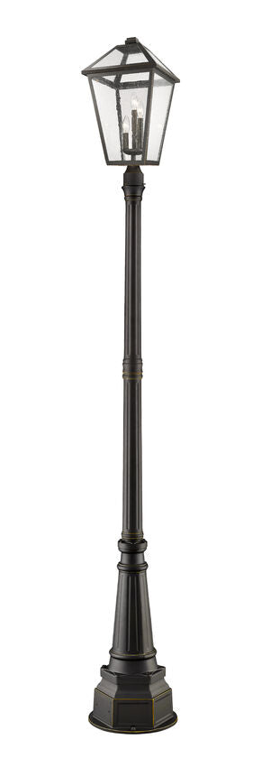 Z-Lite Talbot 19" W x 104" H 3-Light Oil Rubbed Bronze Stainless Steel and Aluminium Frame Clear Seedy Glass Shade Outdoor Post Mounted Fixture