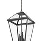Z-Lite Talbot 20" 4-Light Black Outdoor Chain Mount Ceiling Fixture With Clear Beveled Glass Shade