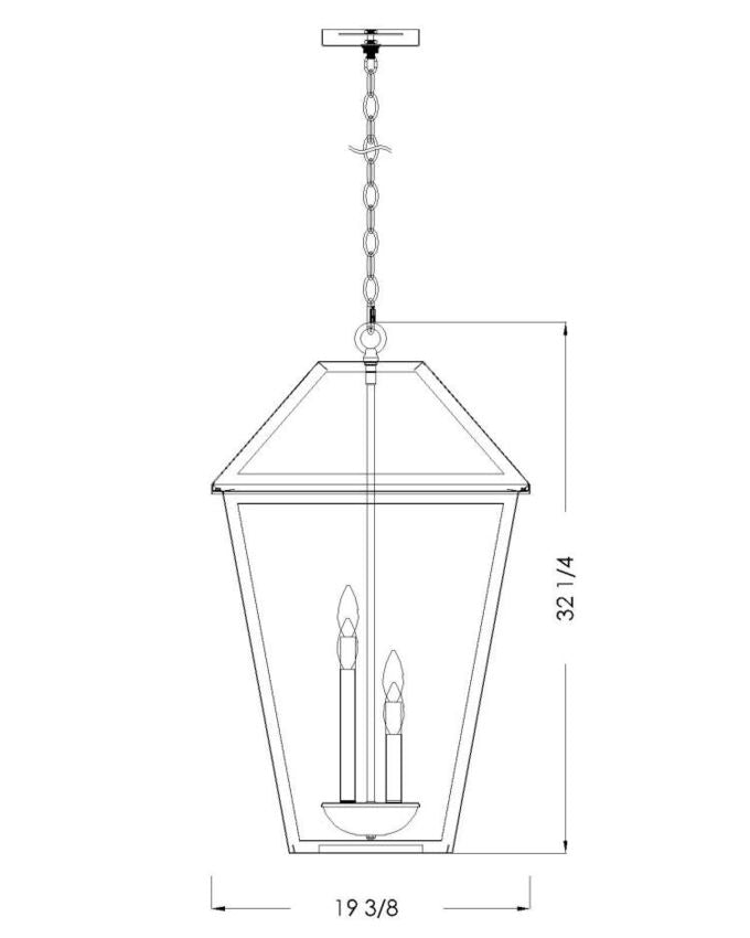 Z-Lite Talbot 20" 4-Light Black Outdoor Chain Mount Ceiling Fixture With Clear Beveled Glass Shade
