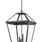 Z-Lite Talbot 20" 4-Light Black Outdoor Chain Mount Ceiling Fixture With Clear Beveled Glass Shade