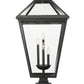 Z-Lite Talbot 20" 4-Light Black Outdoor Pier Mounted Fixture and Square Pier Mount Hardware With Clear Beveled Glass Shade