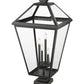Z-Lite Talbot 20" 4-Light Black Outdoor Pier Mounted Fixture and Square Pier Mount Hardware With Clear Beveled Glass Shade