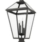 Z-Lite Talbot 20" 4-Light Black Outdoor Pier Mounted Fixture and Square Pier Mount Hardware With Clear Beveled Glass Shade