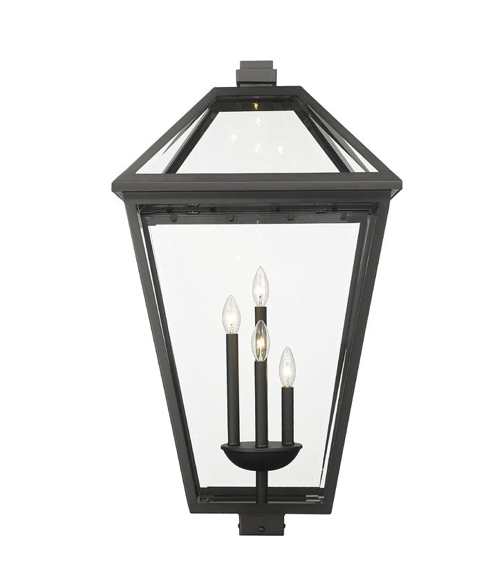 Z-Lite Talbot 20" 4-Light Black Outdoor Post Mount Fixture With Clear Beveled Glass Shade