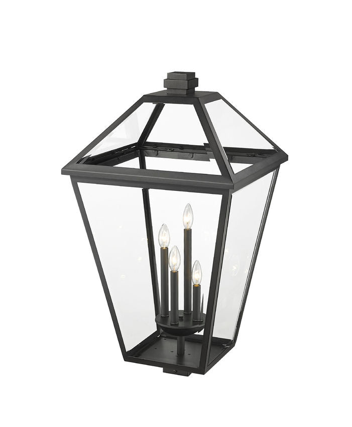 Z-Lite Talbot 20" 4-Light Black Outdoor Post Mount Fixture With Clear Beveled Glass Shade