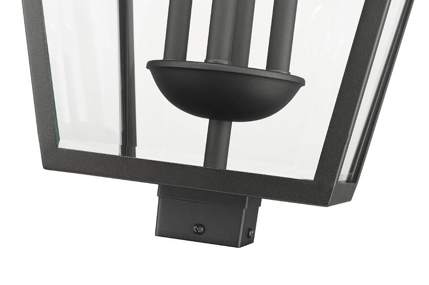 Z-Lite Talbot 20" 4-Light Black Outdoor Post Mount Fixture With Clear Beveled Glass Shade