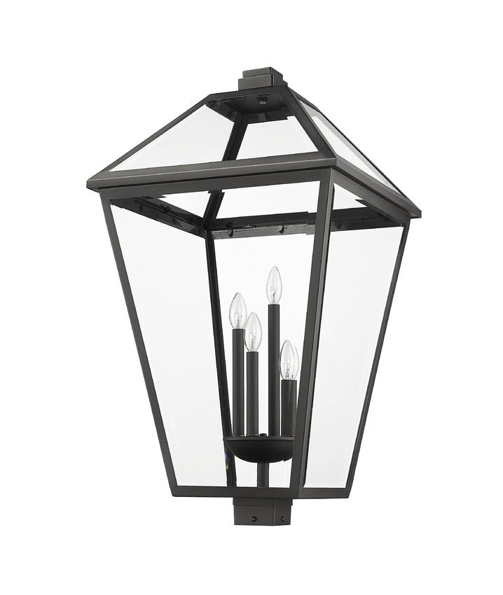 Z-Lite Talbot 20" 4-Light Black Outdoor Post Mount Fixture With Clear Beveled Glass Shade