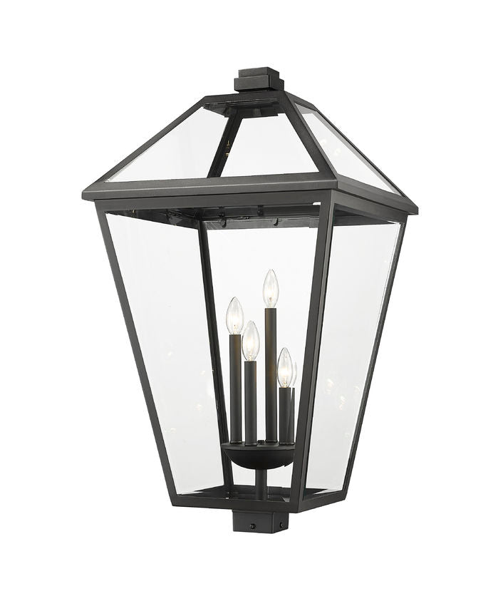 Z-Lite Talbot 20" 4-Light Black Outdoor Post Mount Fixture With Clear Beveled Glass Shade