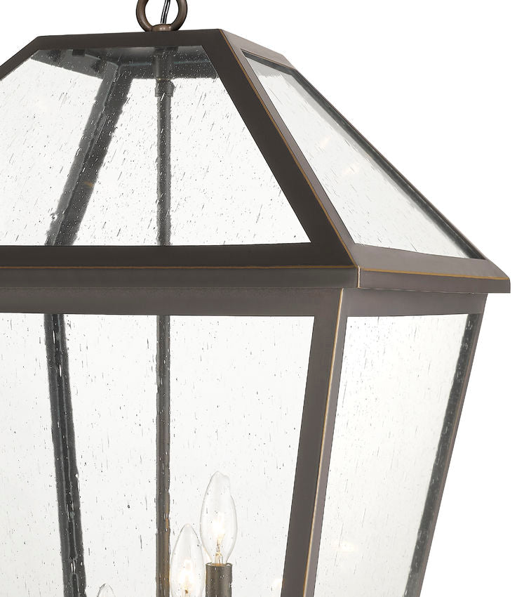 Z-Lite Talbot 20" 4-Light Oil Rubbed Bronze Outdoor Chain Mount Ceiling Fixture With Clear Seedy Glass Shade