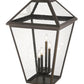 Z-Lite Talbot 20" 4-Light Oil Rubbed Bronze Outdoor Pier Mounted Fixture and Square Pier Mount Hardware With Seedy Glass Shade