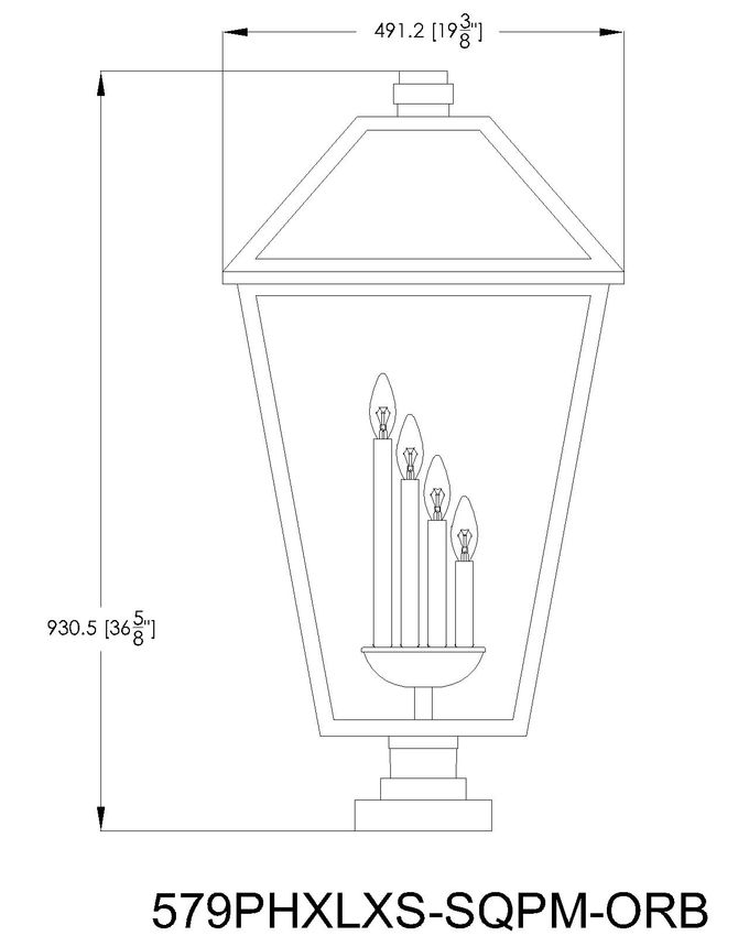 Z-Lite Talbot 20" 4-Light Oil Rubbed Bronze Outdoor Pier Mounted Fixture and Square Pier Mount Hardware With Seedy Glass Shade