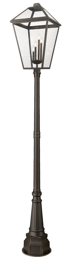 Z-Lite Talbot 20" W x 117" H 4-Light Oil Rubbed Bronze Stainless Steel and Iron Clear Beveled Glass Shade Outdoor Post Mounted Fixture