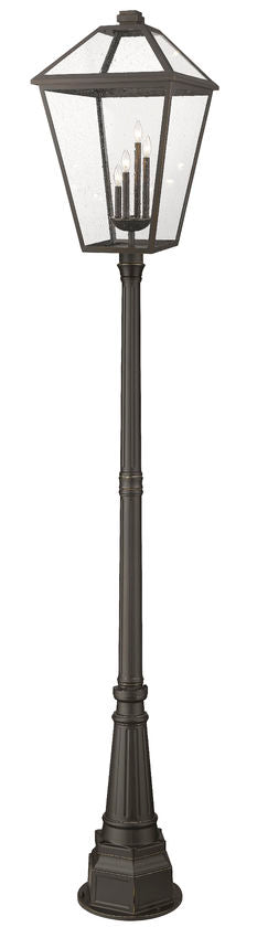 Z-Lite Talbot 20" W x 117" H 4-Light Oil Rubbed Bronze Stainless Steel and Iron Clear Beveled Glass Shade Outdoor Post Mounted Fixture