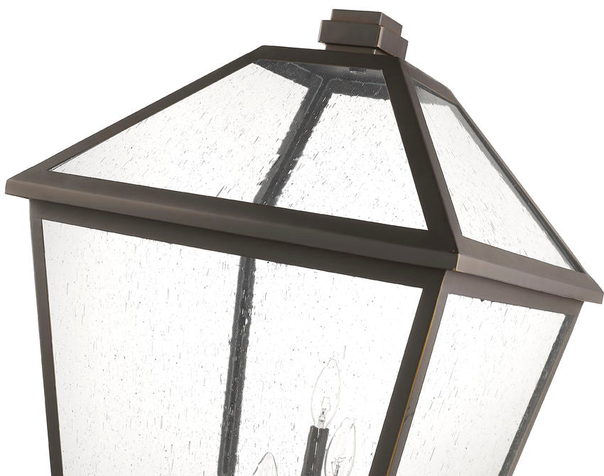 Z-Lite Talbot 20" W x 117" H 4-Light Oil Rubbed Bronze Stainless Steel and Iron Clear Beveled Glass Shade Outdoor Post Mounted Fixture
