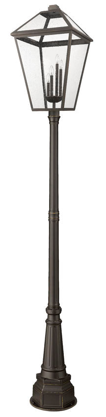 Z-Lite Talbot 20" W x 117" H 4-Light Oil Rubbed Bronze Stainless Steel and Iron Clear Beveled Glass Shade Outdoor Post Mounted Fixture