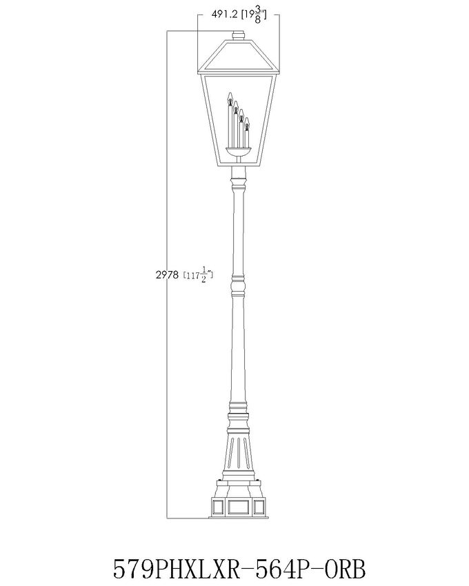Z-Lite Talbot 20" W x 117" H 4-Light Oil Rubbed Bronze Stainless Steel and Iron Clear Beveled Glass Shade Outdoor Post Mounted Fixture