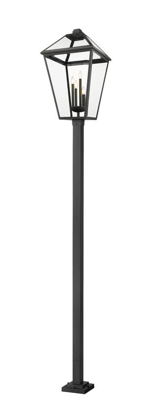 Z-Lite Talbot 20" W x 128" H 4-Light Black Stainless Steel and Iron Clear Beveled Glass Shade Outdoor Post Mounted Fixture