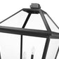 Z-Lite Talbot 20" W x 128" H 4-Light Black Stainless Steel and Iron Clear Beveled Glass Shade Outdoor Post Mounted Fixture