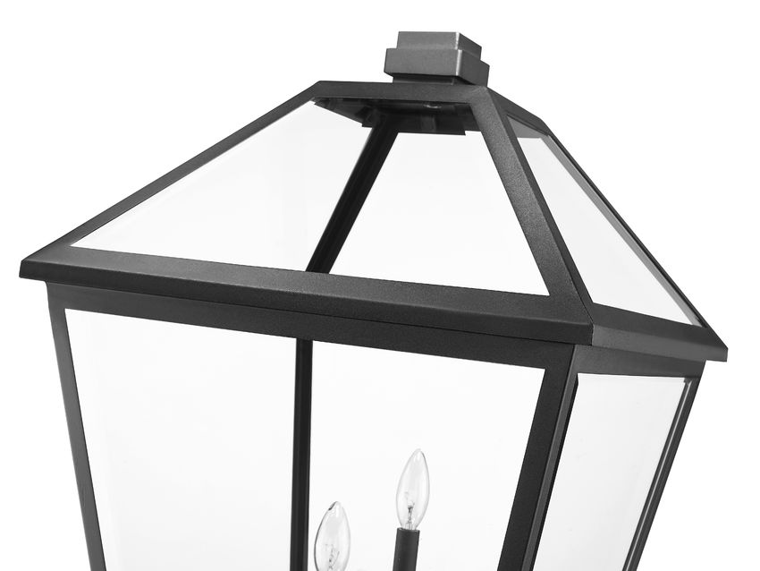 Z-Lite Talbot 20" W x 128" H 4-Light Black Stainless Steel and Iron Clear Beveled Glass Shade Outdoor Post Mounted Fixture