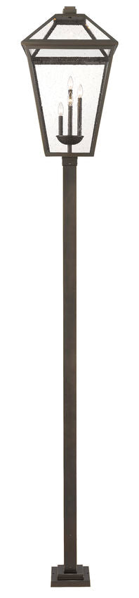 Z-Lite Talbot 20" W x 128" H 4-Light Oil Rubbed Bronze Stainless Steel and Iron Clear Beveled Glass Shade Outdoor Post Mounted Fixture