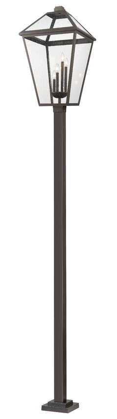 Z-Lite Talbot 20" W x 128" H 4-Light Oil Rubbed Bronze Stainless Steel and Iron Clear Beveled Glass Shade Outdoor Post Mounted Fixture