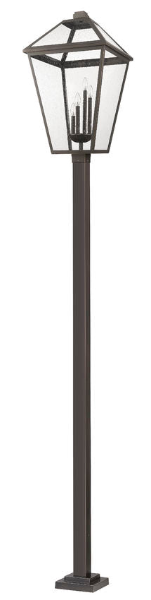 Z-Lite Talbot 20" W x 128" H 4-Light Oil Rubbed Bronze Stainless Steel and Iron Clear Beveled Glass Shade Outdoor Post Mounted Fixture