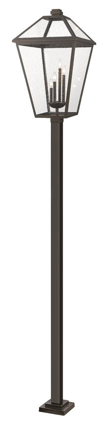 Z-Lite Talbot 20" W x 128" H 4-Light Oil Rubbed Bronze Stainless Steel and Iron Clear Beveled Glass Shade Outdoor Post Mounted Fixture