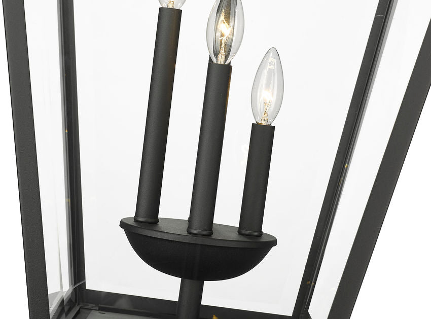 Z-Lite Talbot 20" W x 129" H 4-Light Black Stainless Steel and Iron Clear Beveled Glass Shade Outdoor Post Mounted Fixture