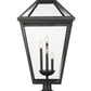Z-Lite Talbot 20" W x 37" H 4-Light Black Outdoor Pier Mounted Fixture and Square Pier Mount Hardware With Clear Beveled Glass Shade