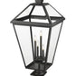 Z-Lite Talbot 20" W x 37" H 4-Light Black Outdoor Pier Mounted Fixture and Square Pier Mount Hardware With Clear Beveled Glass Shade