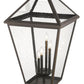 Z-Lite Talbot 20" W x 37" H 4-Light Oil Rubbed Bronze Outdoor Pier Mounted Fixture and Square Pier Mount Hardware With Seedy Glass Shade