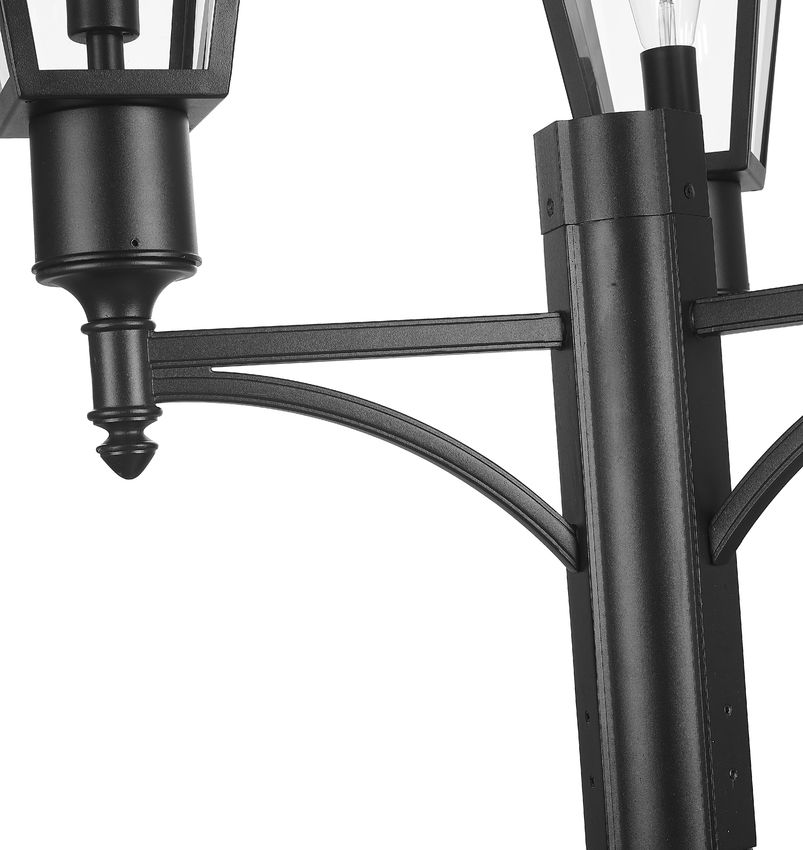 Z-Lite Talbot 28" W x 112" H 3-Light Black Stainless Steel Frame Clear Beveled Glass Shade Outdoor Post Mounted Fixture