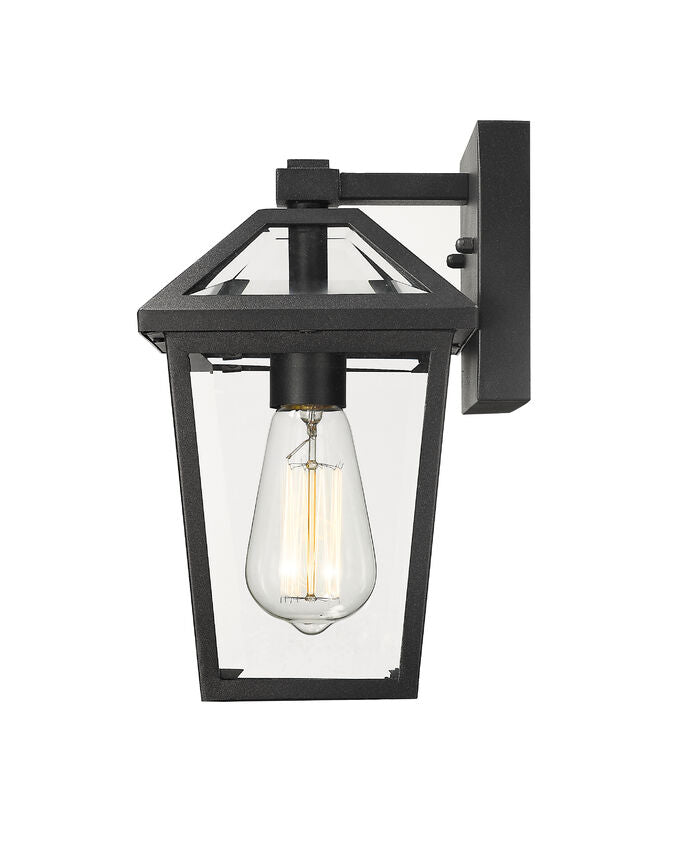 Z-Lite Talbot 7" 1-Light Black Stainless Steel Outdoor Wall Sconce With Clear Beveled Glass Shade