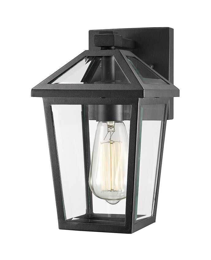 Z-Lite Talbot 7" 1-Light Black Stainless Steel Outdoor Wall Sconce With Clear Beveled Glass Shade